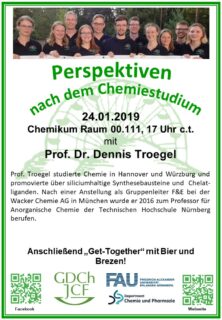 Zum Artikel "Einladung zum Vortrag “Perspektiven nach dem Chemiestudium” am 24. Januar 2019"