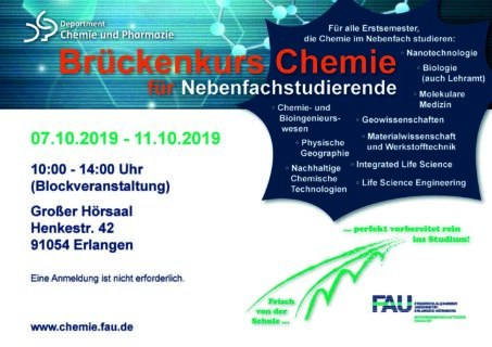 Zum Artikel "Erstsemester-Veranstaltung: Brückenkurs Chemie für Nebenfachstudierende 7.-11. Oktober 2019"