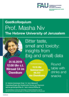 Zum Artikel "Gastvortrag am 31.10.19: „Bitter taste, smell and toxicity: insights from (big and small) data”"